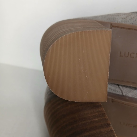 Lucky Brand Taupe Suede Ankle‎ Boots Women's 7.5 Side Zip Block Heel - Picture 10 of 10